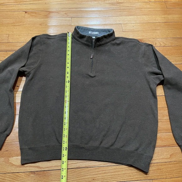 Peter Millar Golf Mens Quarter Zip Pullover Sweater Size Large L Cotton Brown - Picture 8 of 10